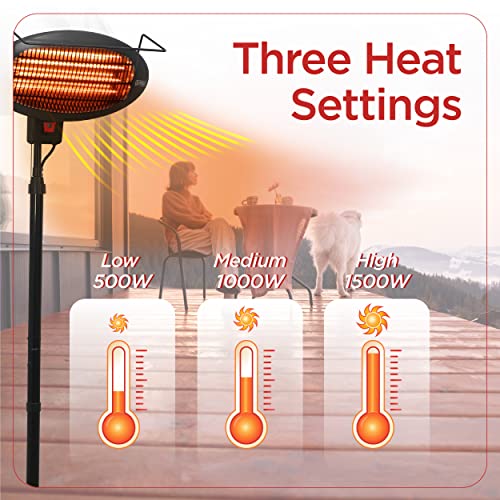 Patio Floor Electric Heater with 3 Heat Settings D668598