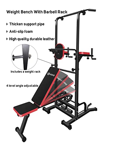Power Tower with Bench Pull Up Bar Dip Station for Home Gym G8155