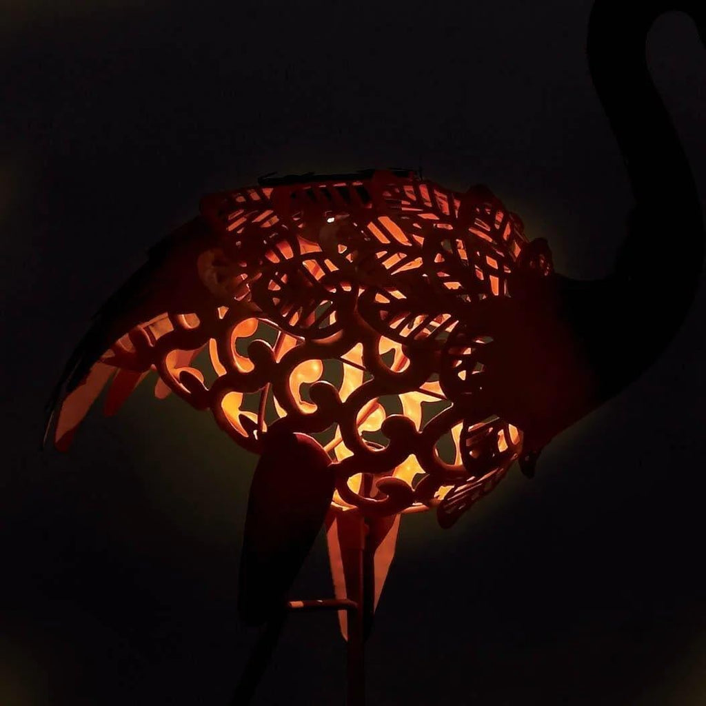 Solar Lighted Flamingo Yard Art Leaning M193499