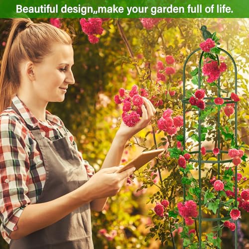 6 ft Metal Garden Obelisk Trellis for Climbing Plants, Rustproof, White, 4 Pack N396324
