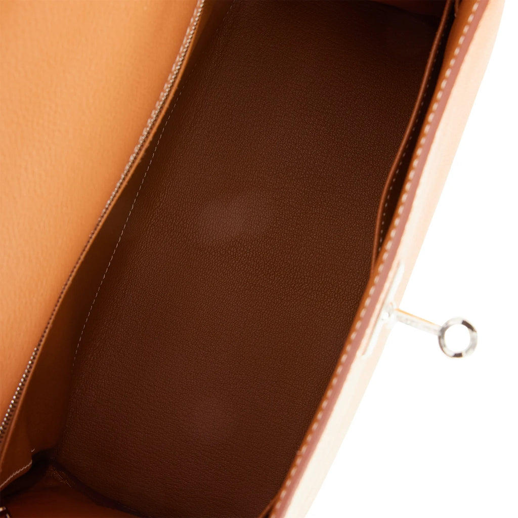 Kelly Retourne 28 Gold Evercolor Leather Handbag E1676