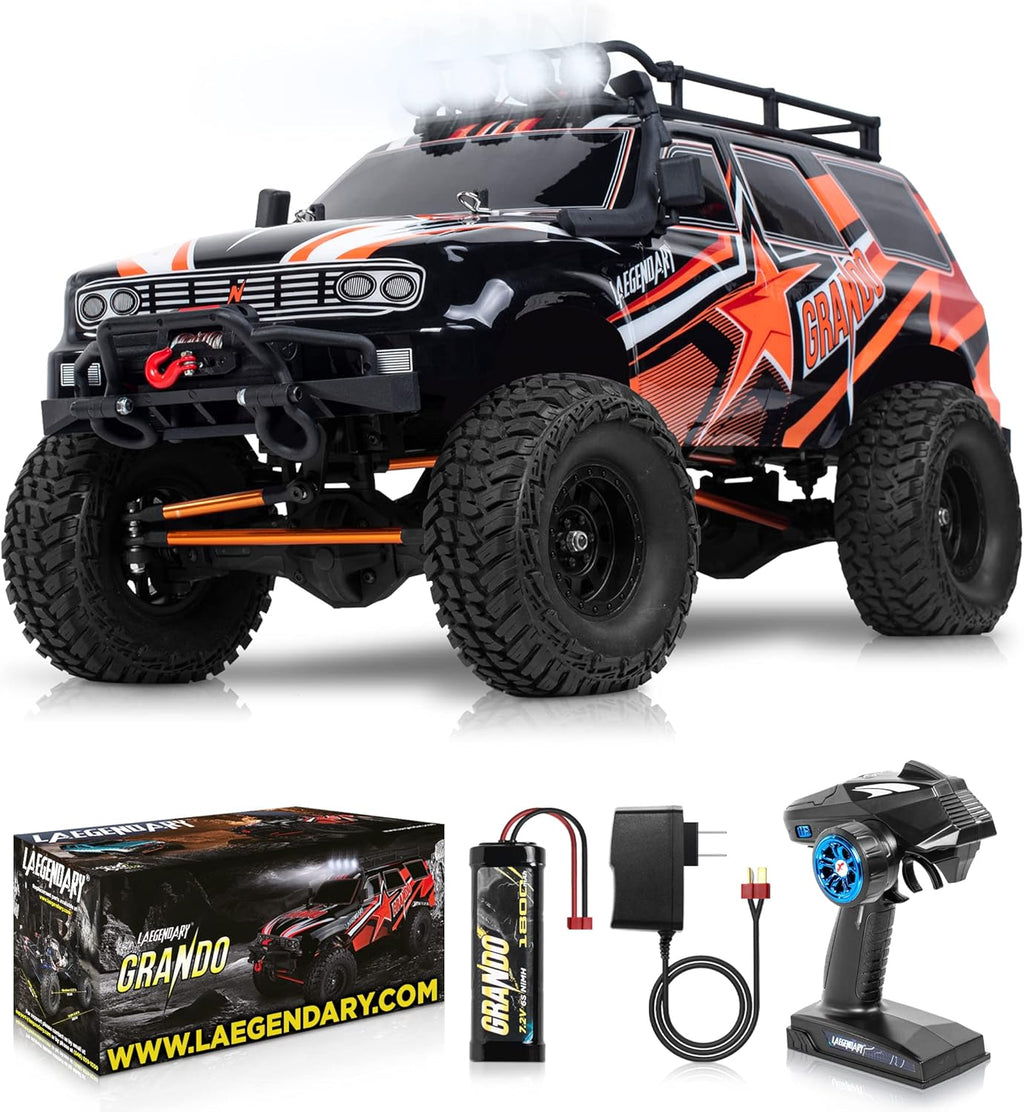RC Crawler 4x4 Offroad Remote Control Truck for Adults and Kids, 1:10 Scale, Red Orange O875942