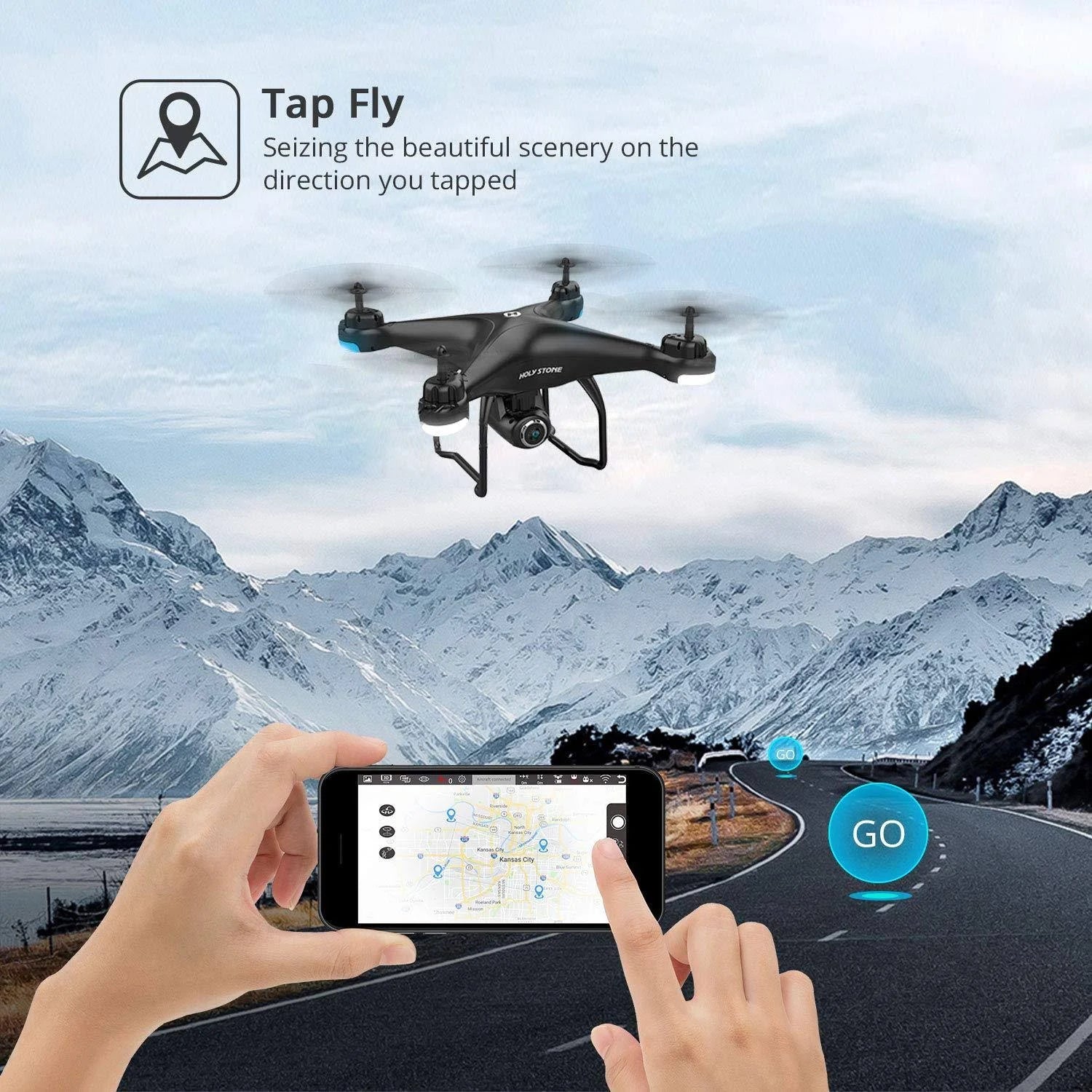 FPV Drone with 2K Camera for Adults, GPS Return Home RC Quadcopter H755