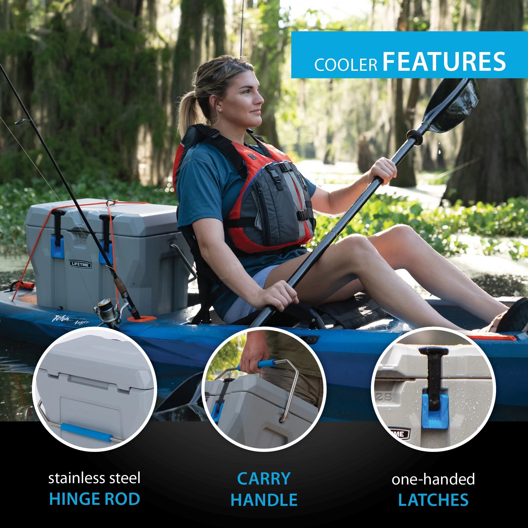 28 Quart Polyethylene Cooler, Sky Blue P4678