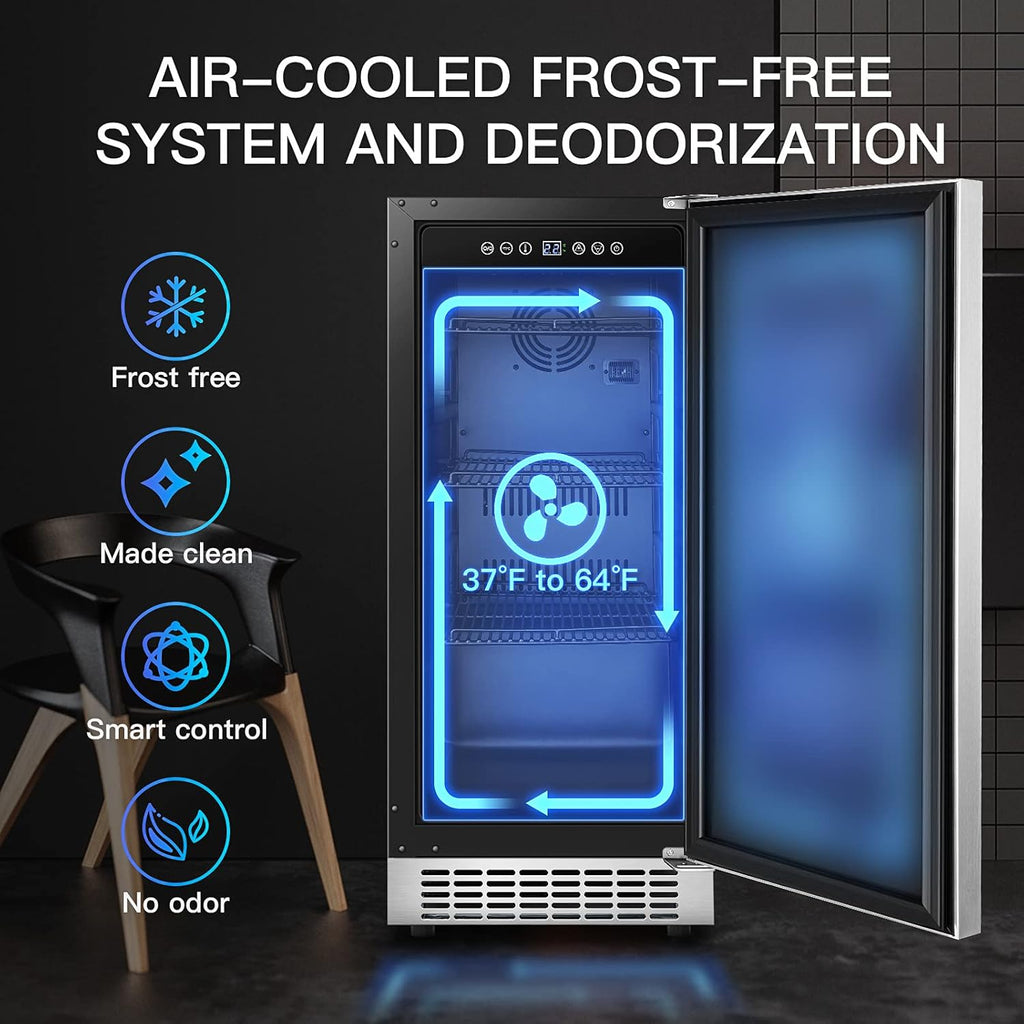 Beverage Cooler 24 Inch, Built-in and Freestanding Refrigerator 180 Cans, Stainless Steel I34420