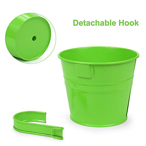 Metal Hanging Flower Pots for Garden Balcony Wall Decor with Detachable Hook (4 Pack) Q44836