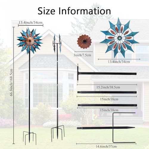 Wind Spinner Outdoor Metal Kinetic Wind Sculpture for Yard Garden S2140