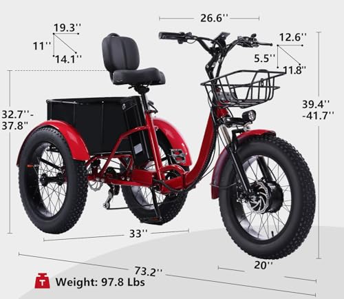 Adult Electric Tricycle 3 Wheel Bike Q8526