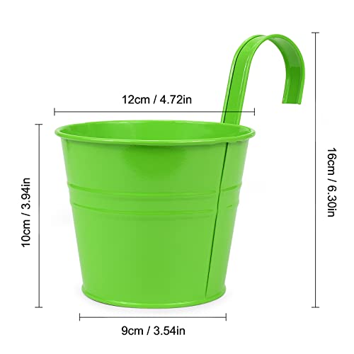 Metal Hanging Flower Pots for Garden Balcony Wall Decor with Detachable Hook (4 Pack) Q44836