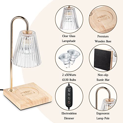 Candle Warmer Lamp with 2 Bulbs, Dimmable Wax Melt Warmer V83748