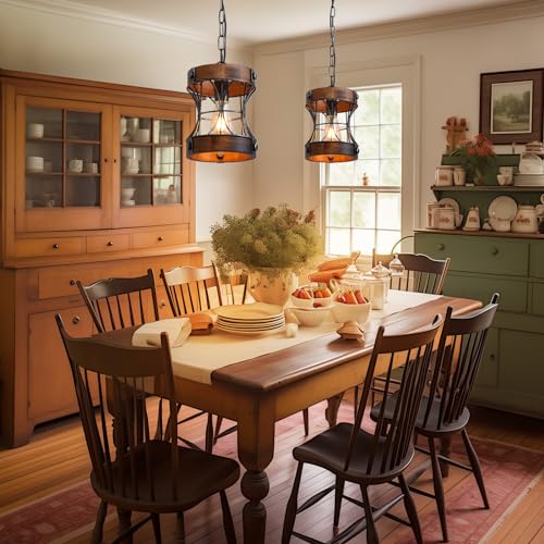 Wood Small Pendant Light for Dining Room and Kitchen Island E90822