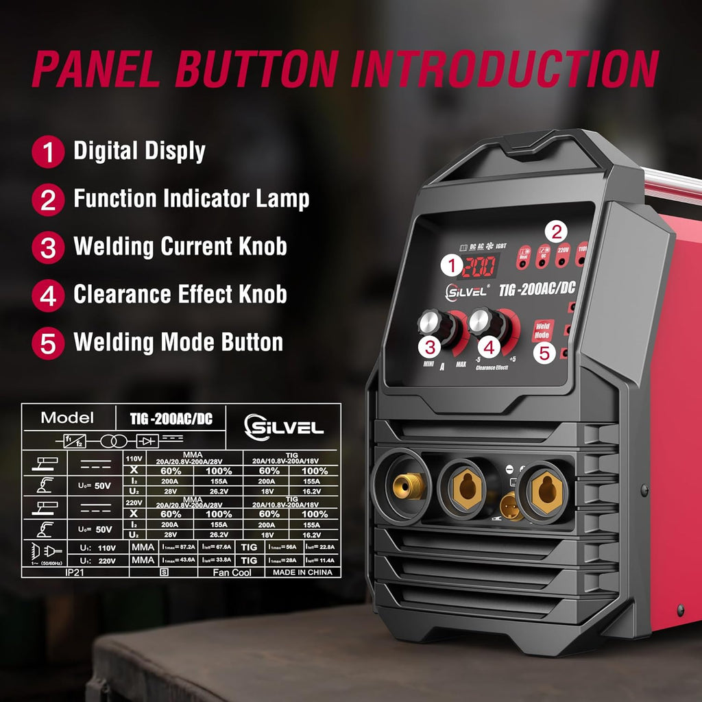 TIG Welder, AC/DC Aluminum with Pulse, 110V/220V Inverter TIG/MMA Machine X533