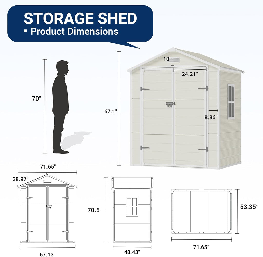 Outdoor Resin Storage Shed with Lockable Door I8431