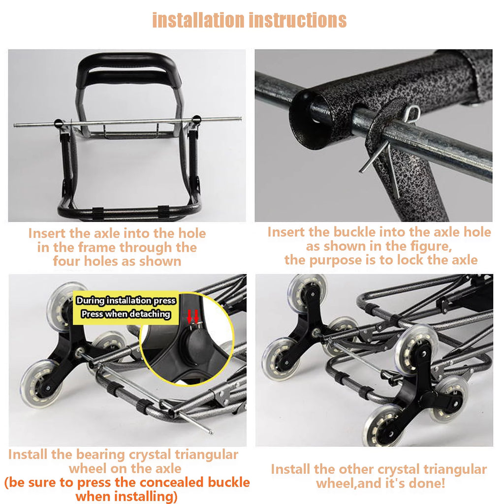 Folding Shopping Cart with Wheels, Stair-Climbing Utility Trolley Q3252