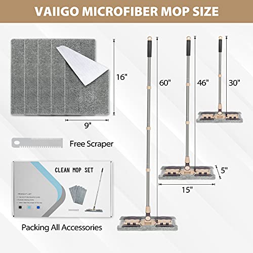 Microfiber Hardwood Floor Mop with 5 Reusable Washable Pads Y129918