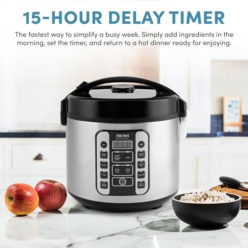 Digital Rice Cooker, 4-Cup Uncooked, Steamer, Multicooker, 2 Qt, Stainless Steel R872251