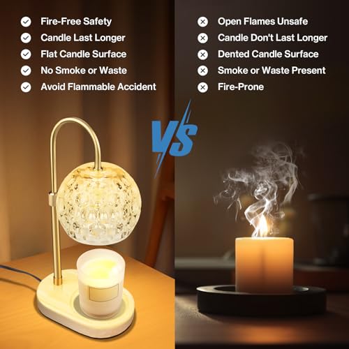 Candle Warmer Lamp, Adjustable Height Dimmable with Timer D47348