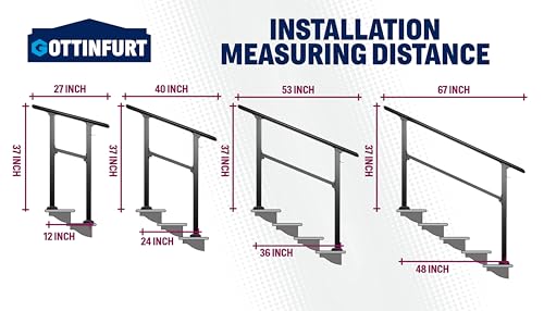Outdoor Steps Handrail with Installation Kit for 1-3 Steps U2778