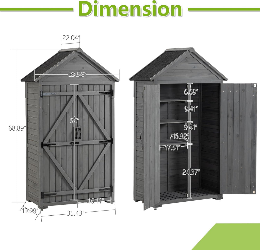 Outdoor Wooden Storage Shed with Lockable Door R617