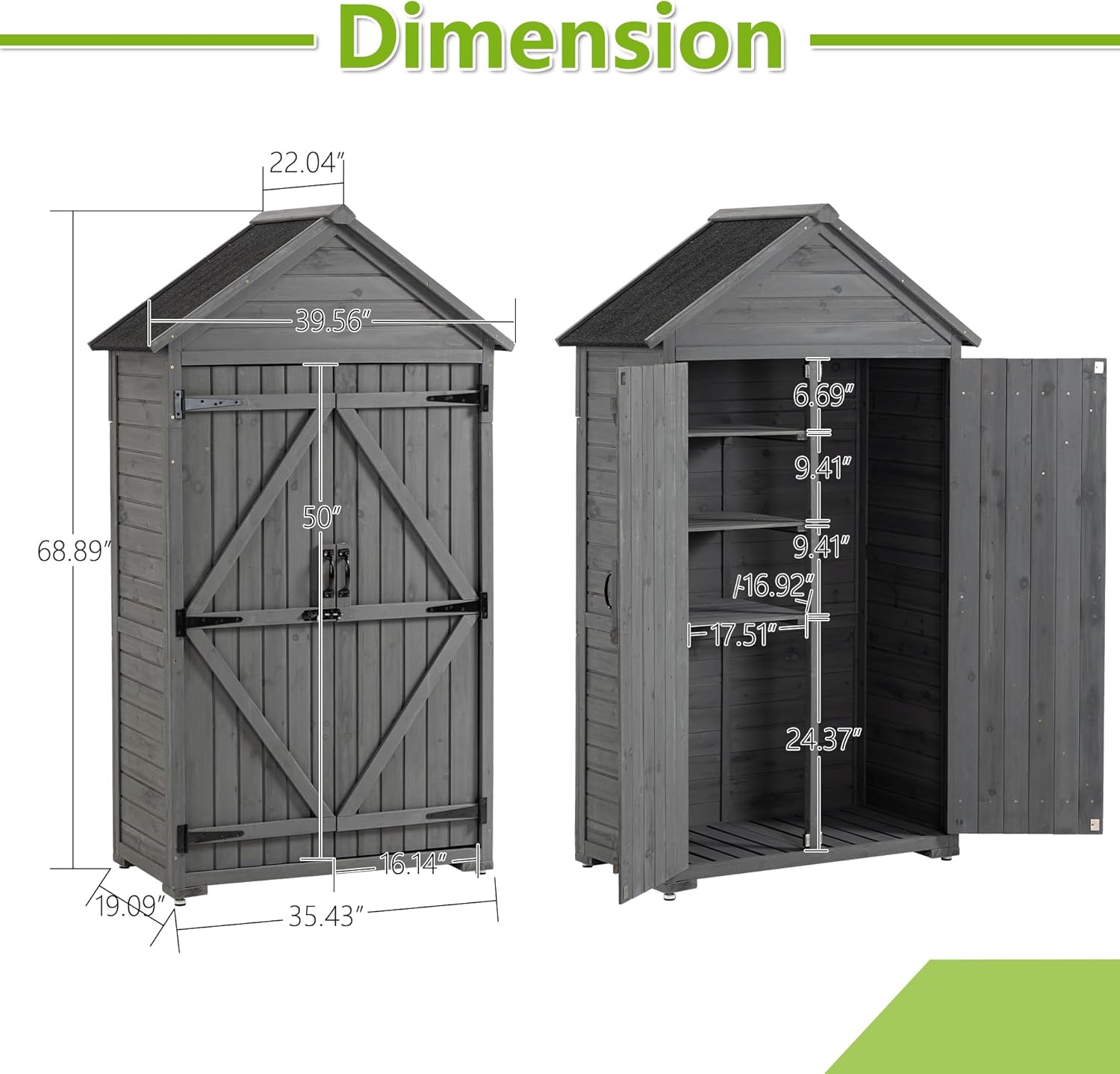Outdoor Wooden Storage Shed with Lockable Door R617