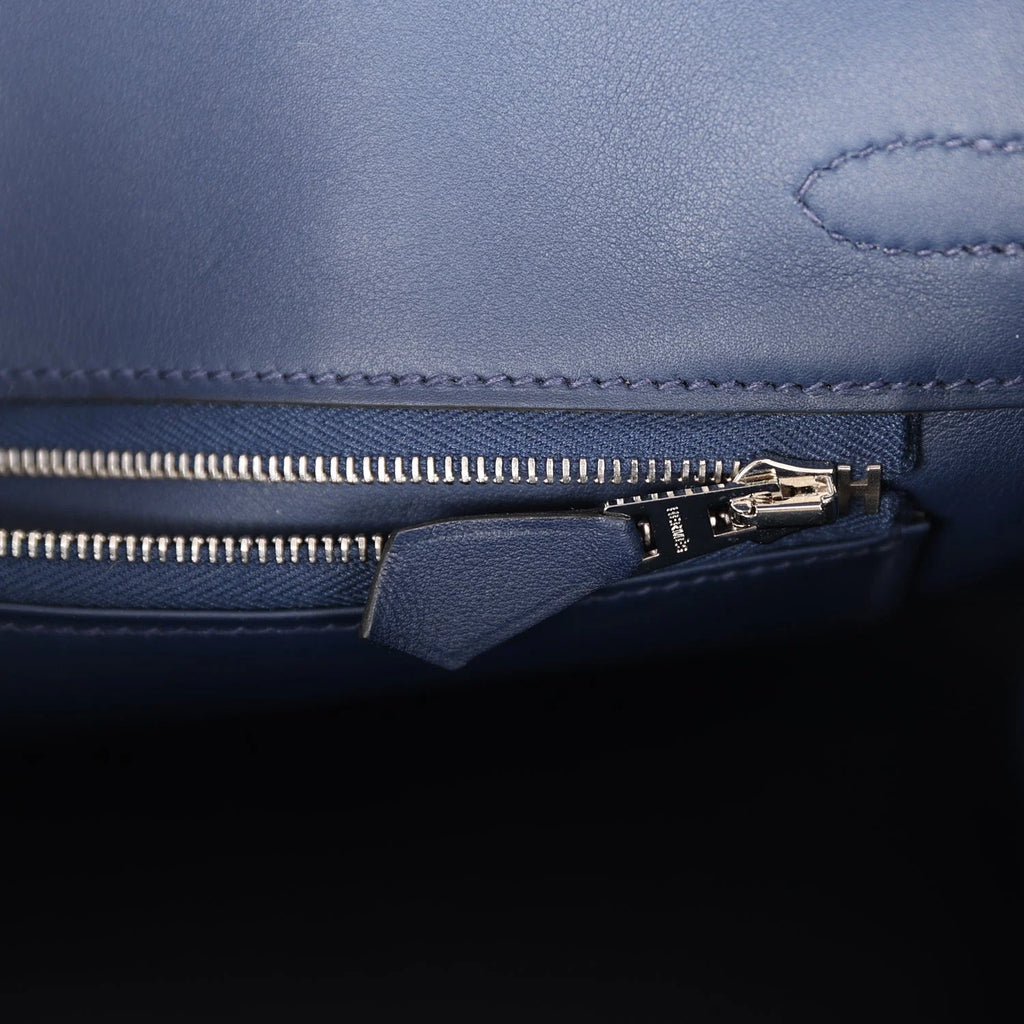 Birkin 25 Bleu Navy Swift Palladium Hardware U109