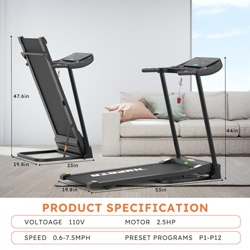 Folding Electric Treadmill with Incline for Home Running and Walking Y5096