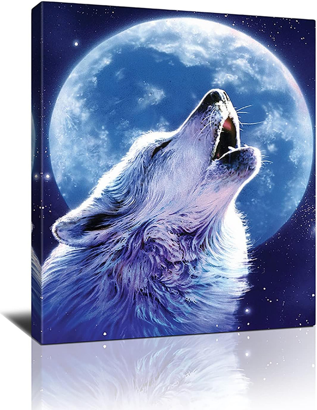 Moon Howling Wolf Canvas Print Wall Art 16x24 Inch L616