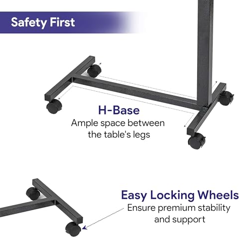 Overbed Table with Wheels, Adjustable Height, Wood Top Q363099