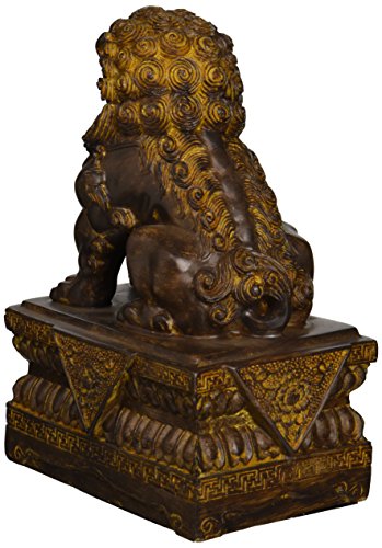 Chinese Guardian Lion Foo Dog Statues, 9 Inch, Set of Two, Bronze Finish G413171