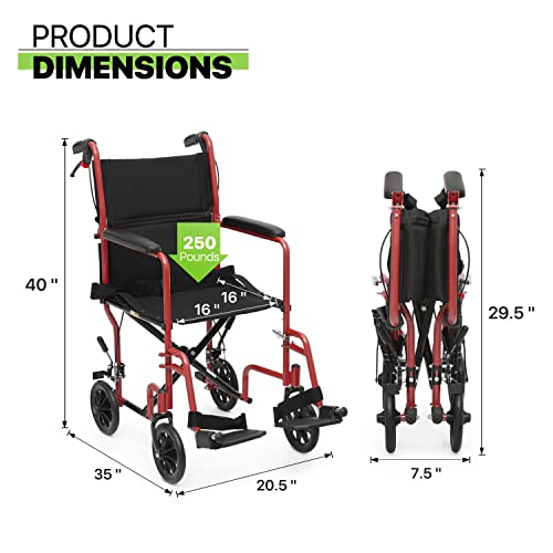 Wheelchair for Adults with Swing-Away Footrest, Foldable Lightweight, 16 Inch Seat F99219
