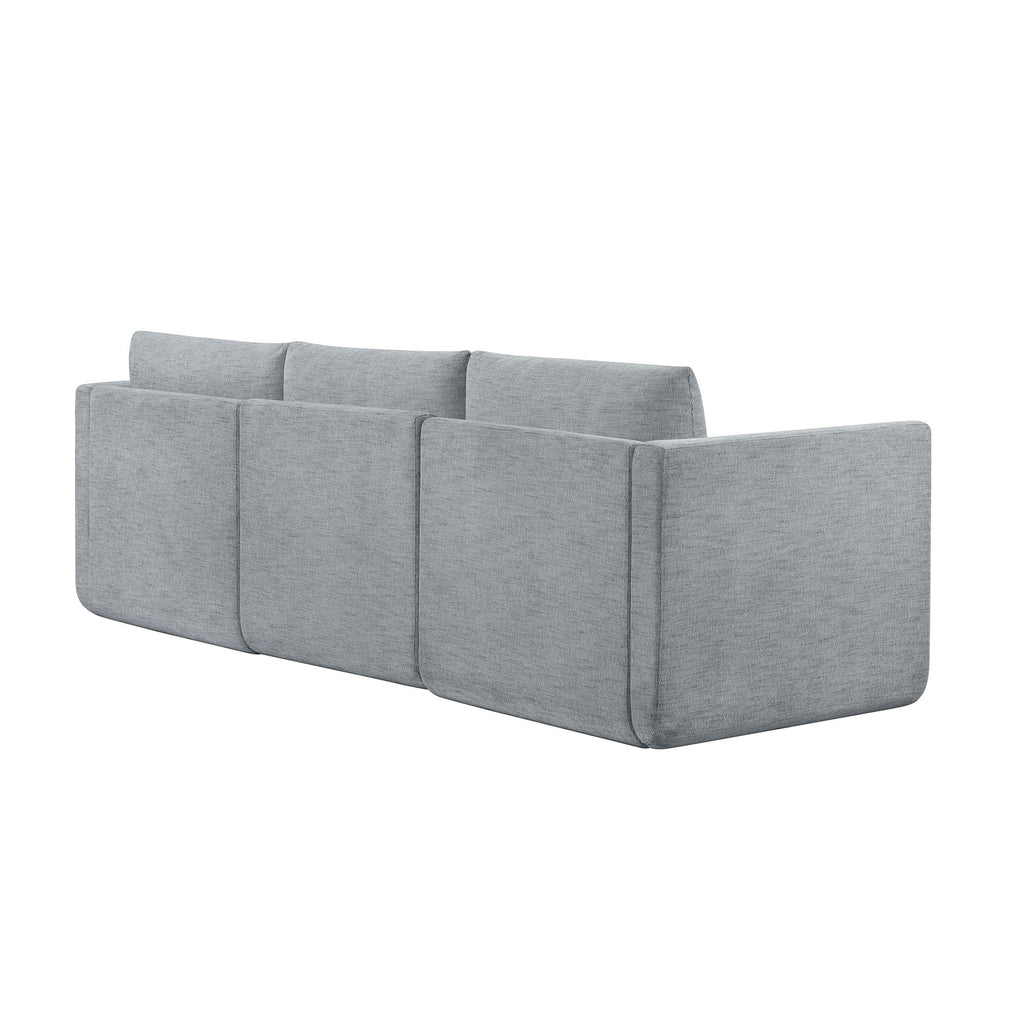 Modular Sectional Sofa with Ottoman, Gray Fabric C120