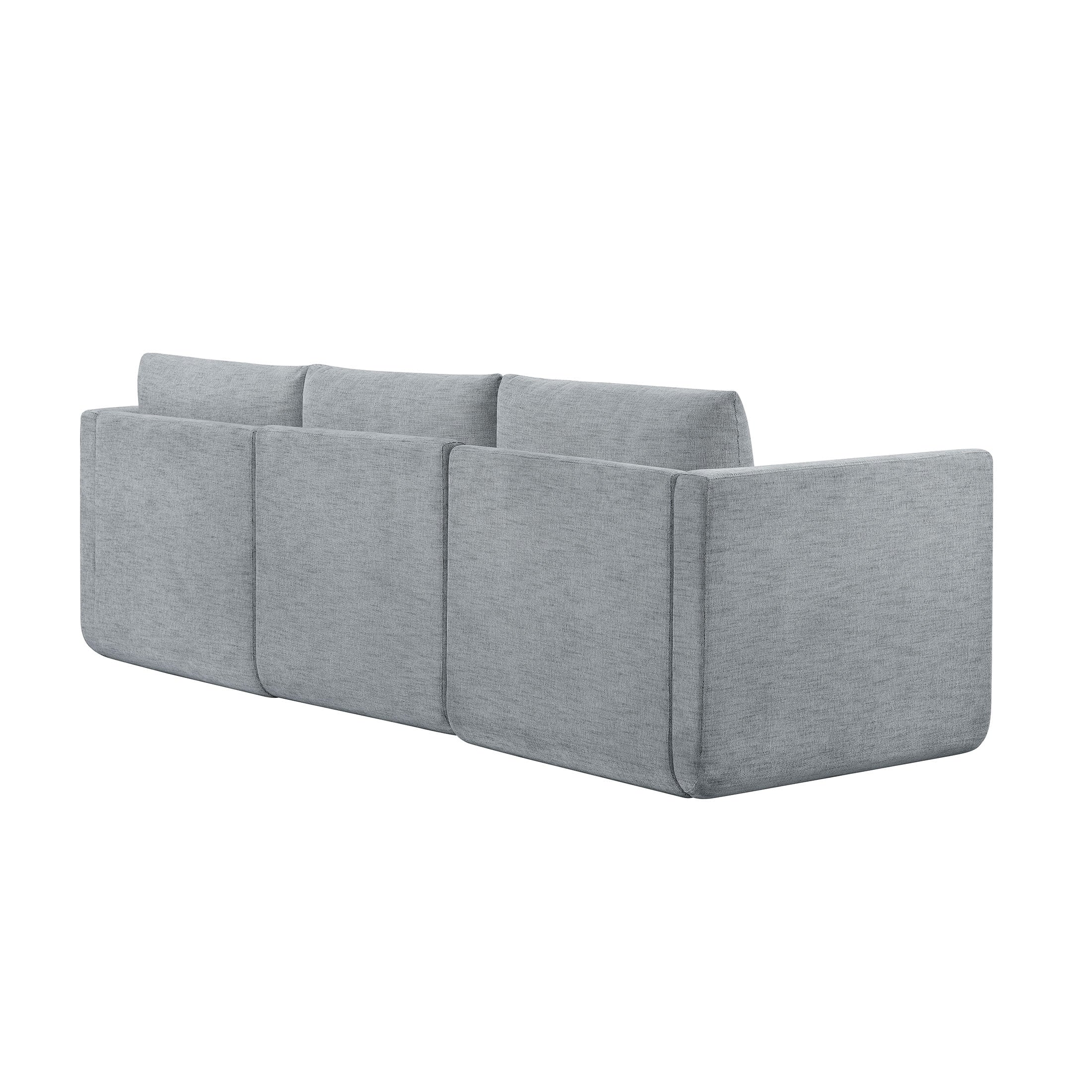 Modular Sectional Sofa with Ottoman, Gray Fabric C120