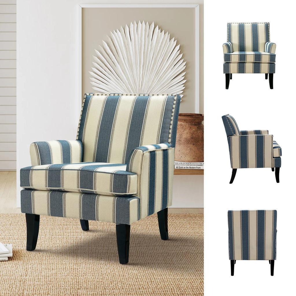 Upholstered Accent Chair with Nailhead Trim and Wood Legs R6205