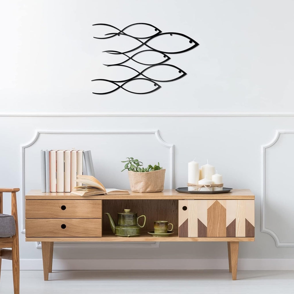 Metal Wall Art School of Fish Decorative Wall Decor for Indoor Outdoor Home E175