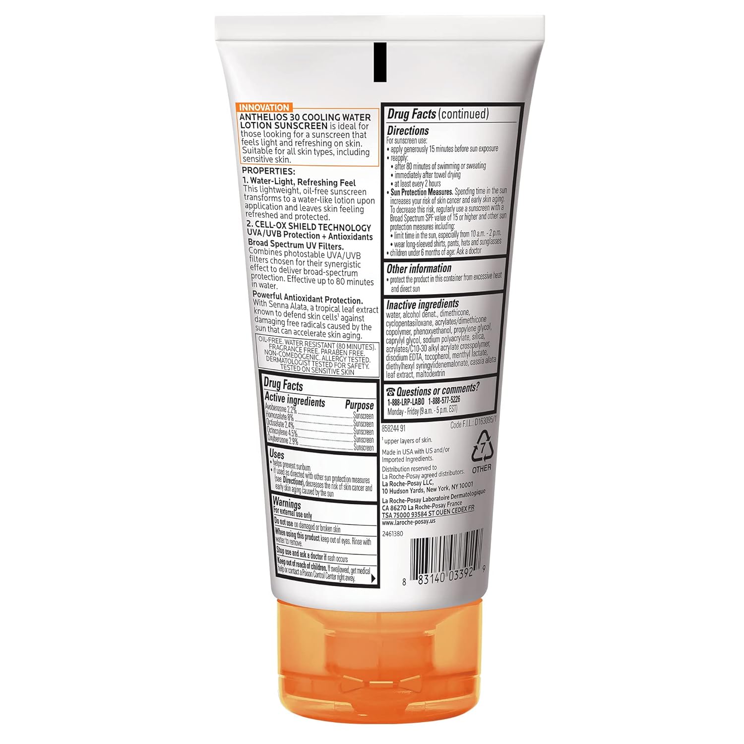 Cooling Water Sunscreen Lotion SPF 60 for Face and Body T186