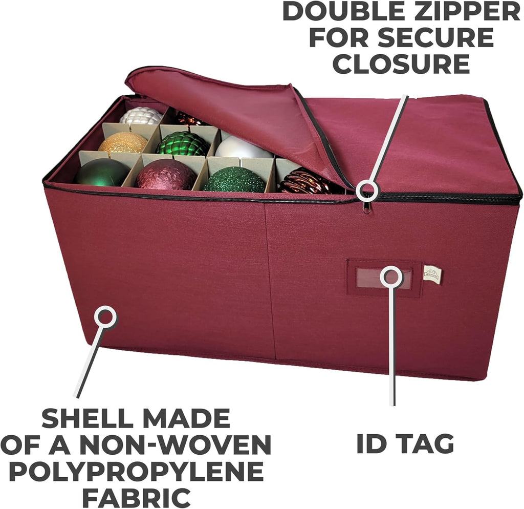 Christmas Ornament Storage Box with Adjustable Dividers, Holds 54 Y10919