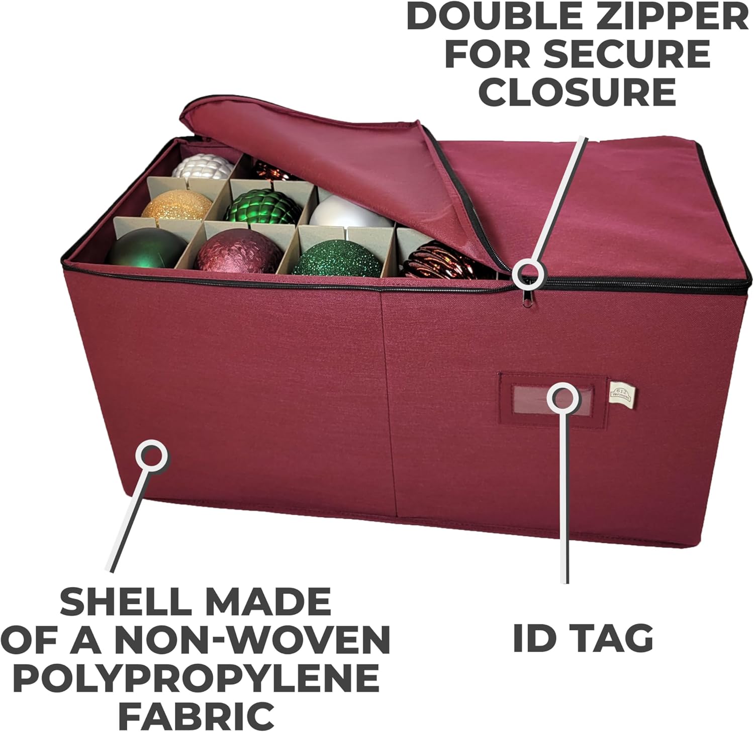 Christmas Ornament Storage Box with Adjustable Dividers, Holds 54 Y10919