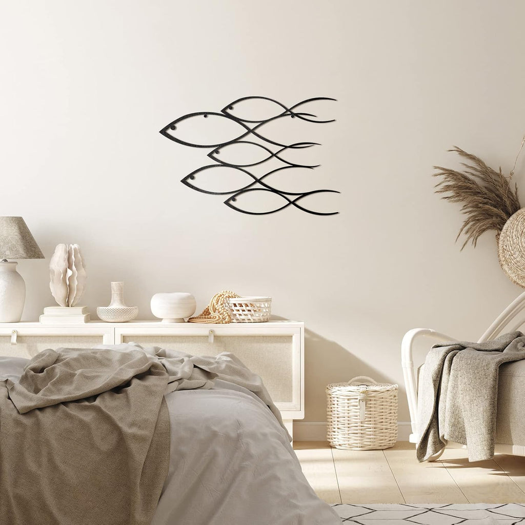 Metal Wall Art School of Fish Decorative Wall Decor for Indoor Outdoor Home E175
