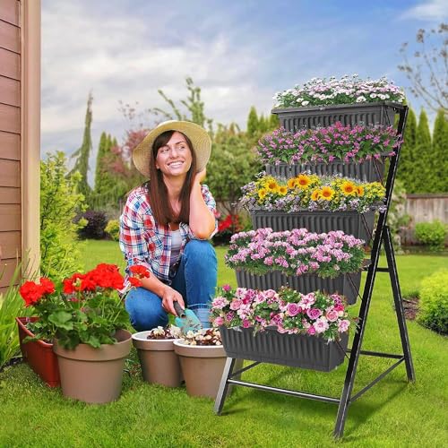 Vertical Raised Garden Bed, 5 Tiers Planter Box with Drainage System A10981