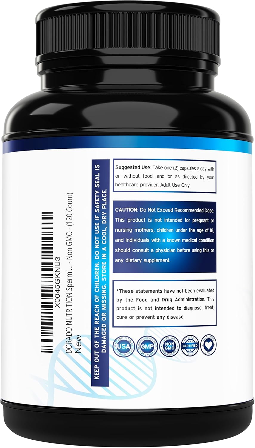 Spermidine Supplement 10mg, 120 Capsules, Gluten Free & Non-GMO R8332