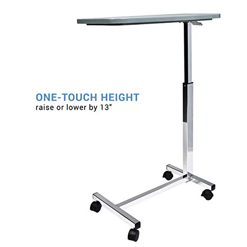 Overbed Table with Wheels, Adjustable Height, Dark Grey J132519