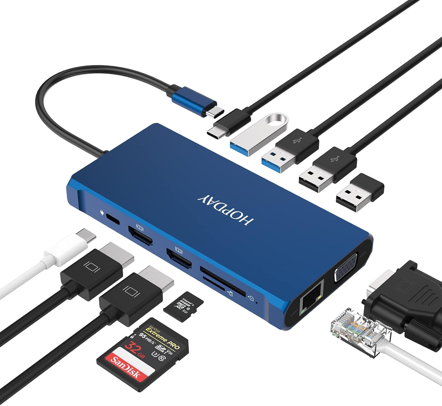 USB C Docking Station 10 in 1 Dual Display Hub for Laptop W6698