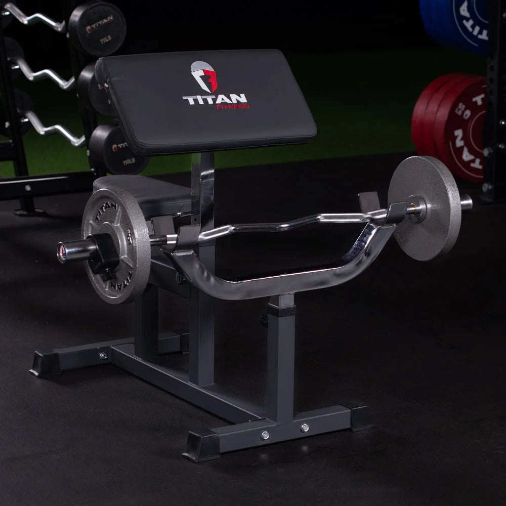 Adjustable Preacher Curl Weight Station, Seated Strength Training Bench, 250 LB Capacity M772692