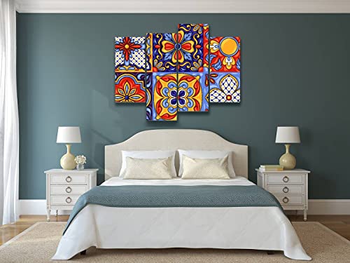Handcrafted Ceramic Tile Pattern Canvas Wall Art, 4 Panel G197440