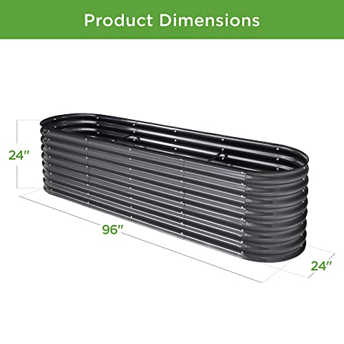 Outdoor Metal Raised Garden Bed, Oval Deep Root Planter Box E89320