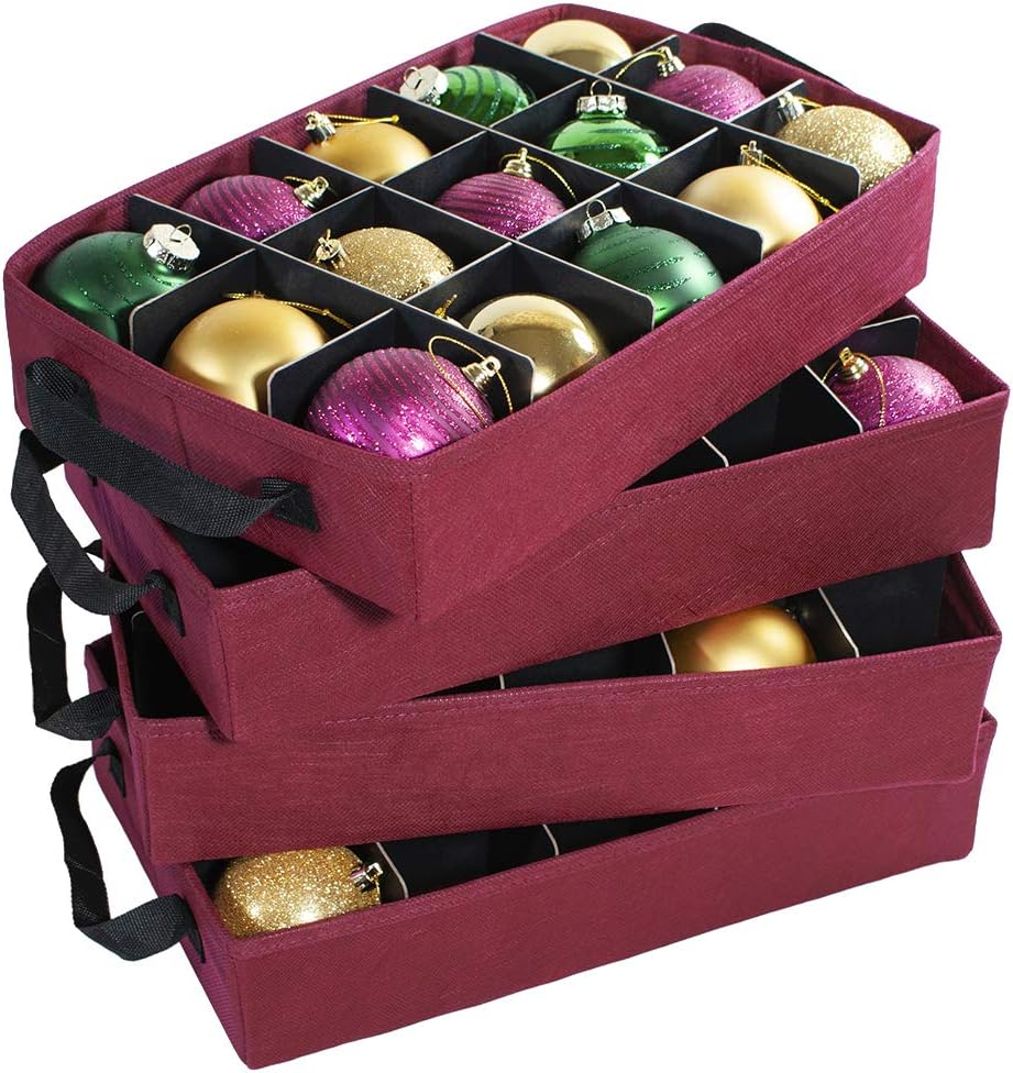 Christmas Ornament Storage Box with Adjustable Dividers and 4 Removable Trays M869