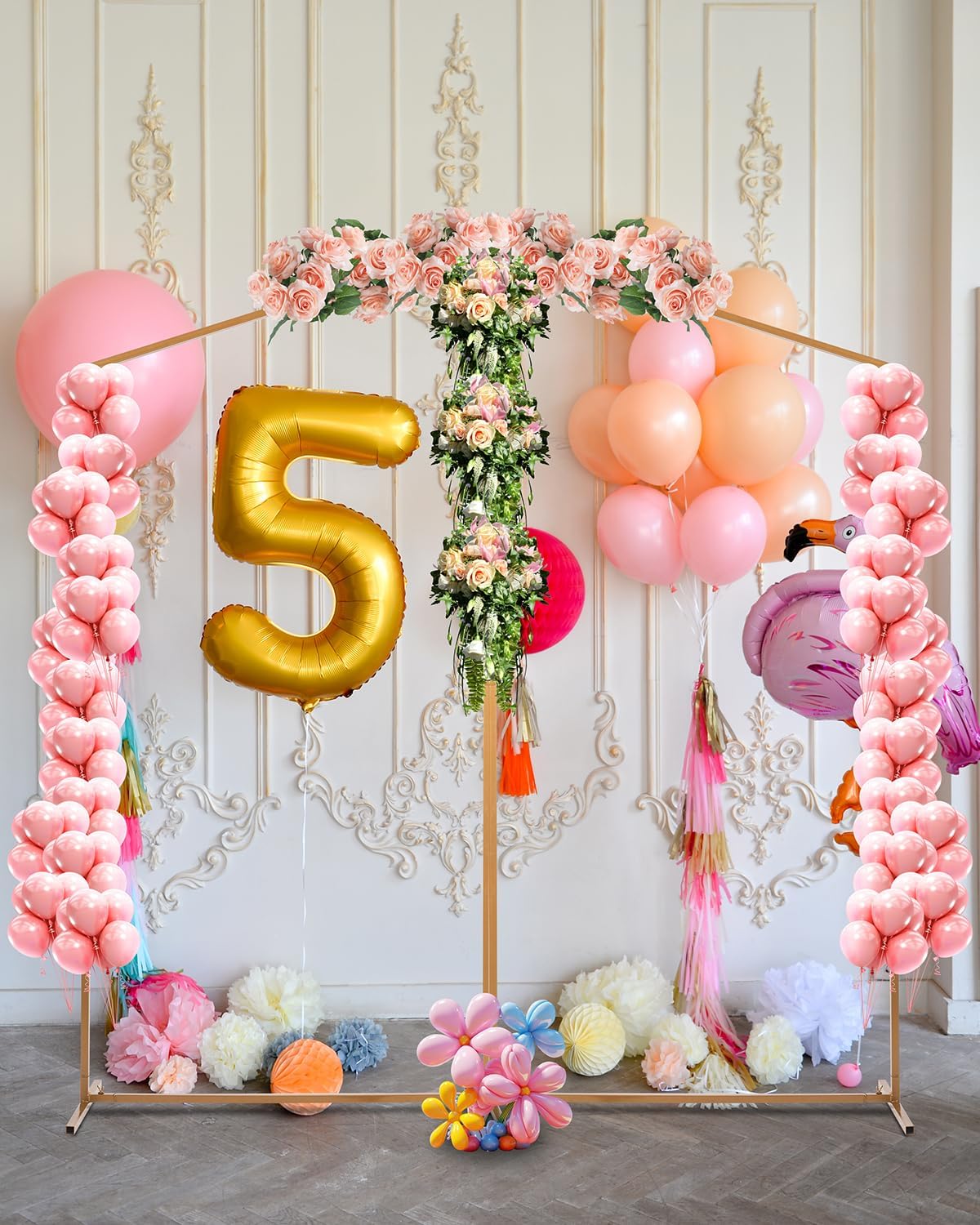 Metal Arch Backdrop Stand, Set of 2, 7 FT, Gold T8872
