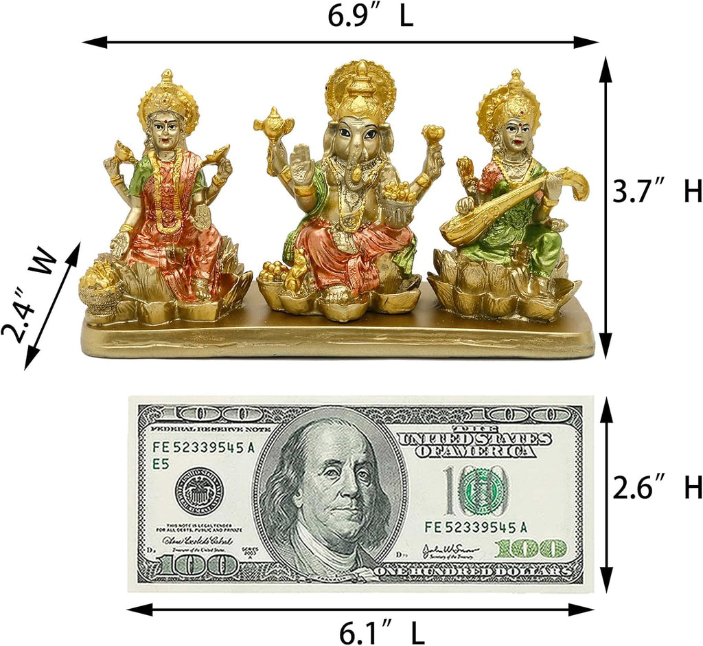 Lakshmi Ganesha Saraswati Statue for Home Temple Pooja Decor X795383