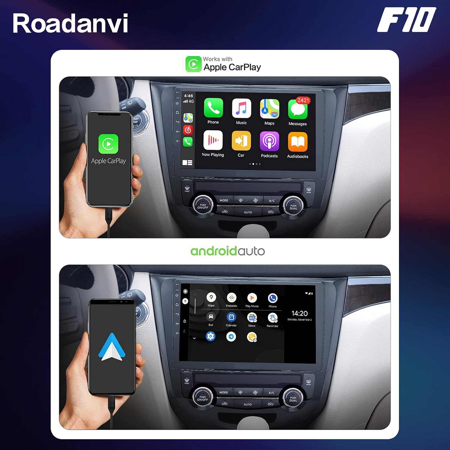 Car Stereo Bluetooth Radio with Carplay Android Auto Touch Screen Z540278