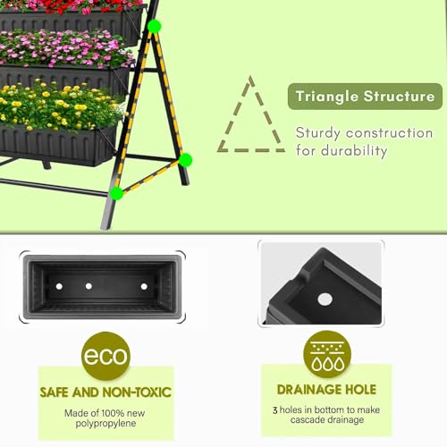Vertical Raised Garden Bed, 5 Tiers Planter Box with Drainage System A10981
